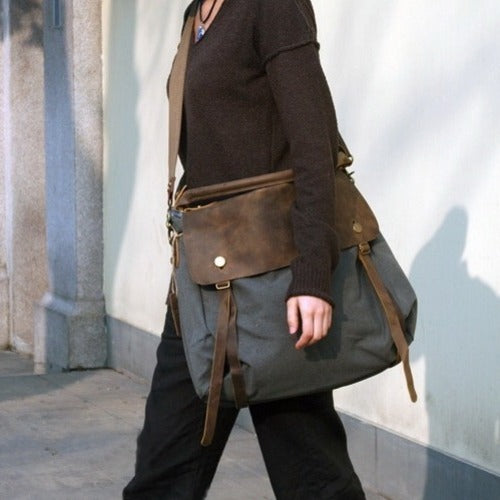 MAIL VINTAGE Duża damska materiałowa torba na ramię crossbody XXL