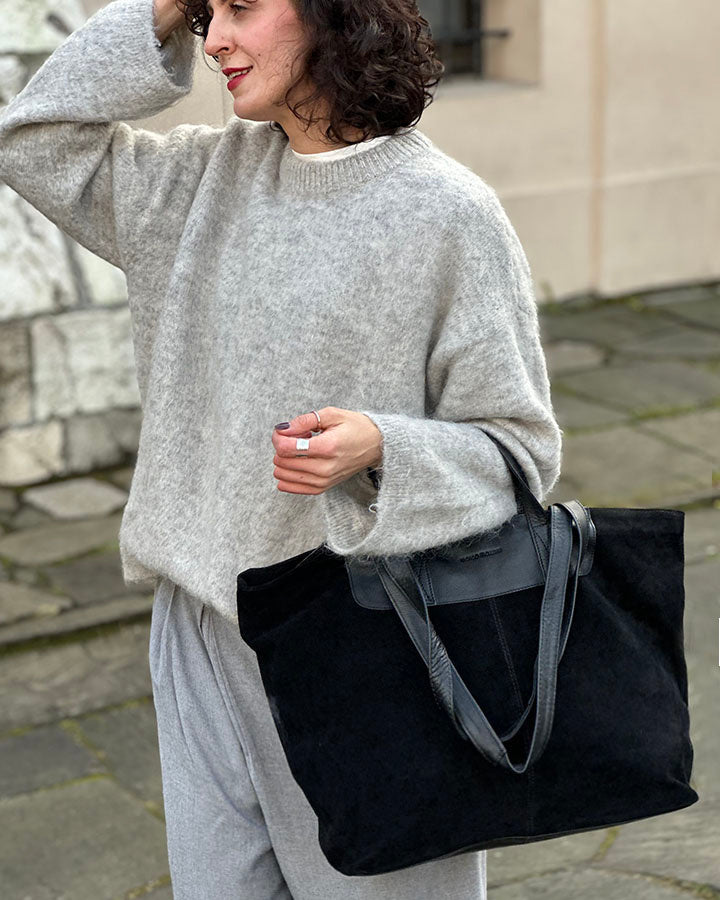 TREVISO Sue. Damska torba na ramię TOTE BAG z włoskiego zamszu