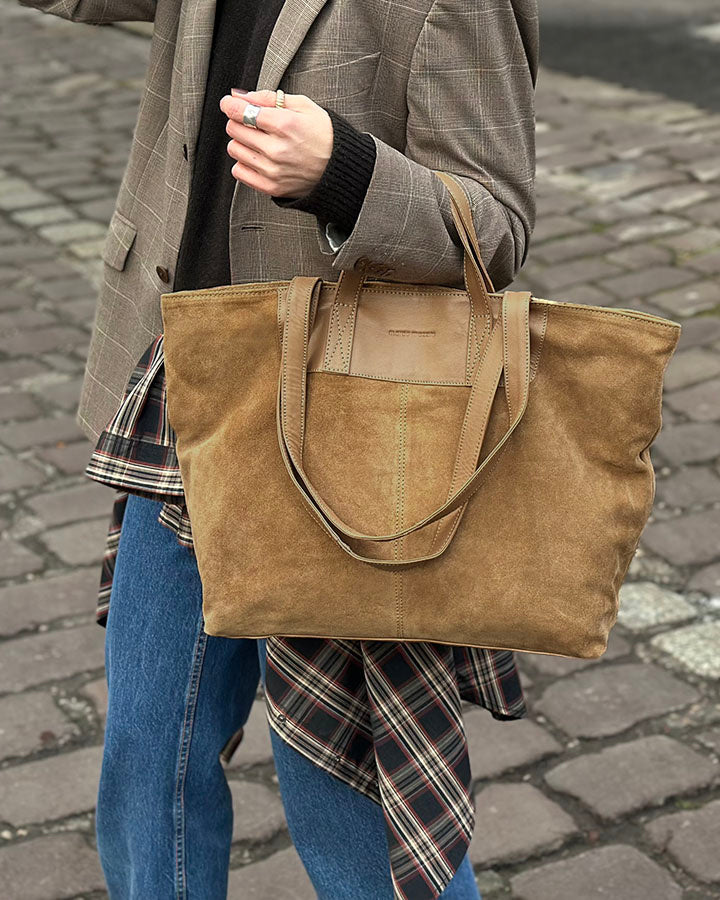 TREVISO Sue. Damska torba na ramię TOTE BAG z włoskiego zamszu