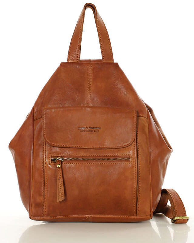 BOCCACCIO. Damski plecak miejski z włoskiej skóry naturalnej cognac