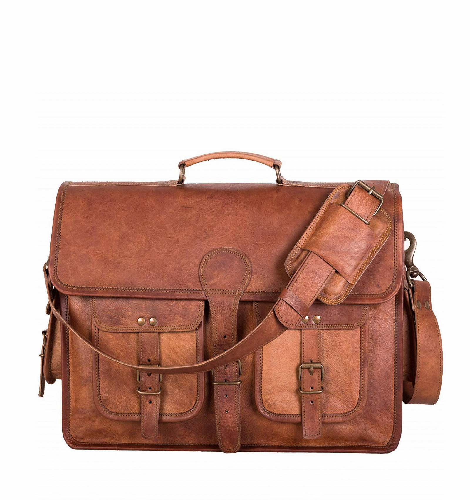 RAHAN VINTAGE Skórzana teczka - aktówka z surowej skóry