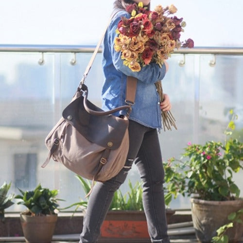 MAIL VINTAGE Duża damska materiałowa torba na ramię crossbody XXL