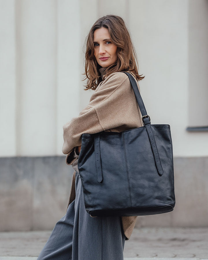 CANTATA klasyczna włoska torba Tote Bag z naturalnej skóry z regulowanymi uchwytami