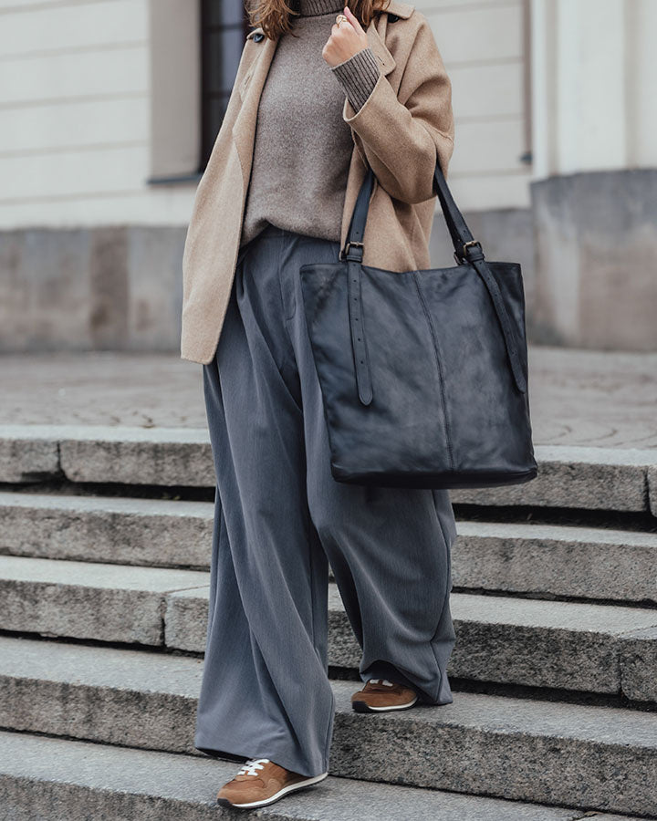 CANTATA klasyczna włoska torba Tote Bag z naturalnej skóry z regulowanymi uchwytami