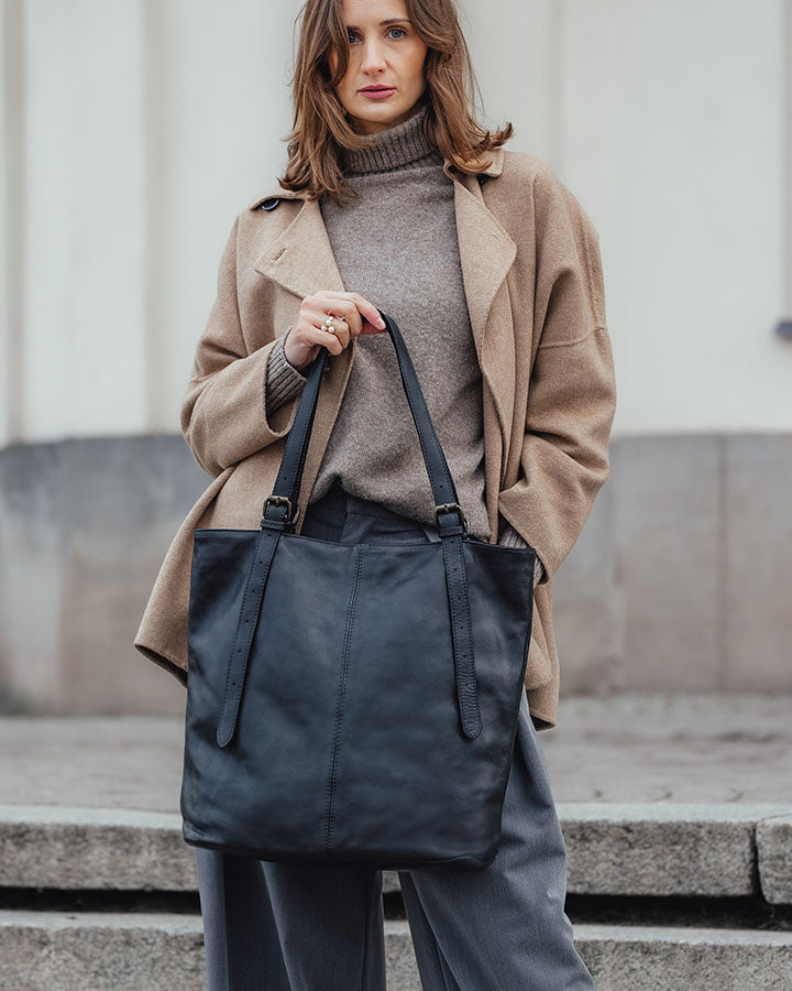 CANTATA klasyczna włoska torba Tote Bag z naturalnej skóry z regulowanymi uchwytami