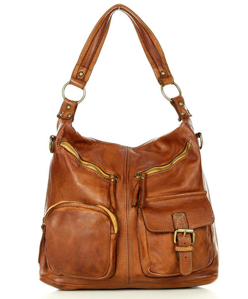 (outlet) Alessia ● Miejska, damska torebka skórzana na ramię z kieszeniami