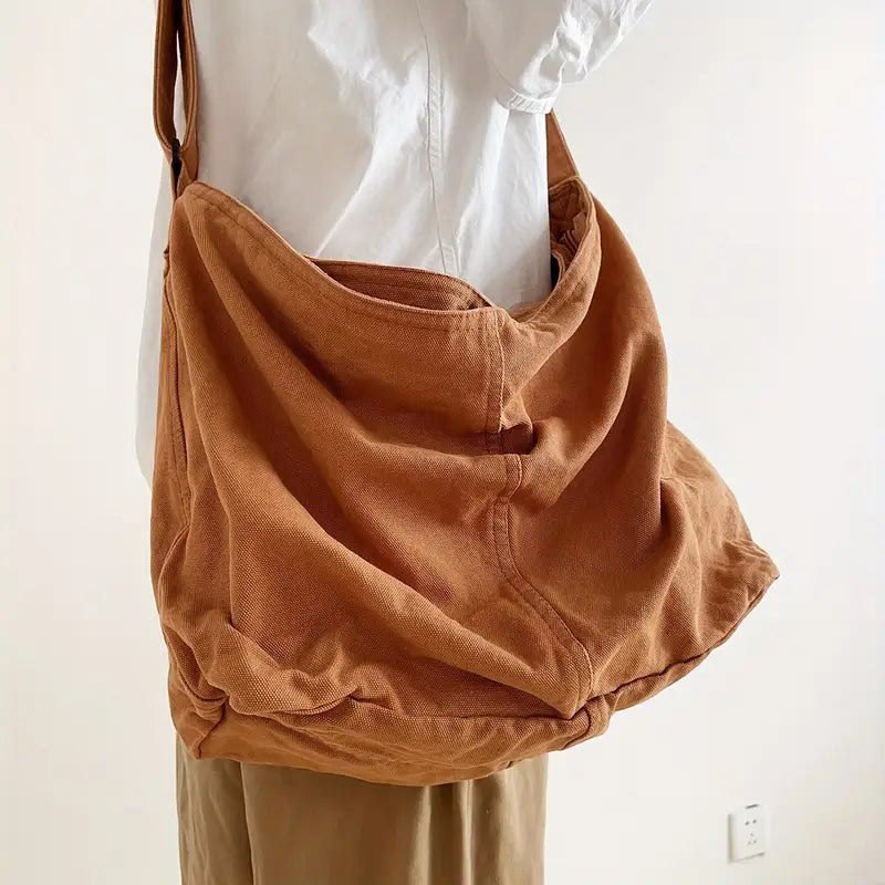 VIVIANE Lużna damska materiałowa torba na ramię - worek crossbody